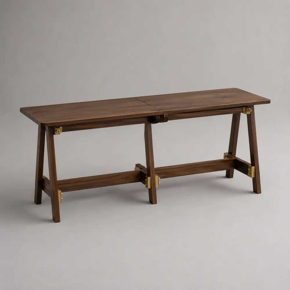Table de jardin pliante rectangulaire en acacia massif brun foncé, 180 × 50 × 75 cm