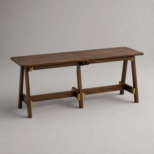 Table de jardin pliante rectangulaire en acacia massif brun foncé, 180 × 50 × 75 cm